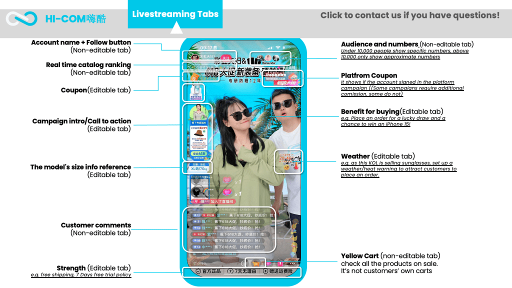 Livestreaming Douyin in China - how does it work, window that customer see, elements of campaign set up Livestream sales