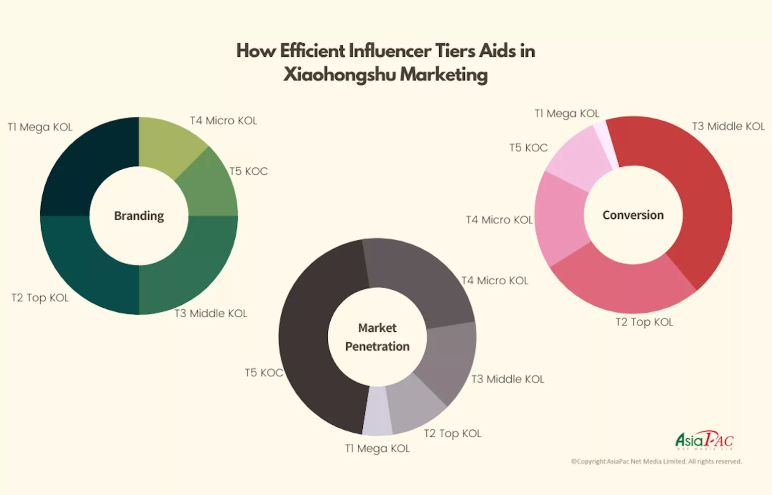 the different KOL levels and their marketing uses on RED